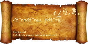 Ürményi Márk névjegykártya
